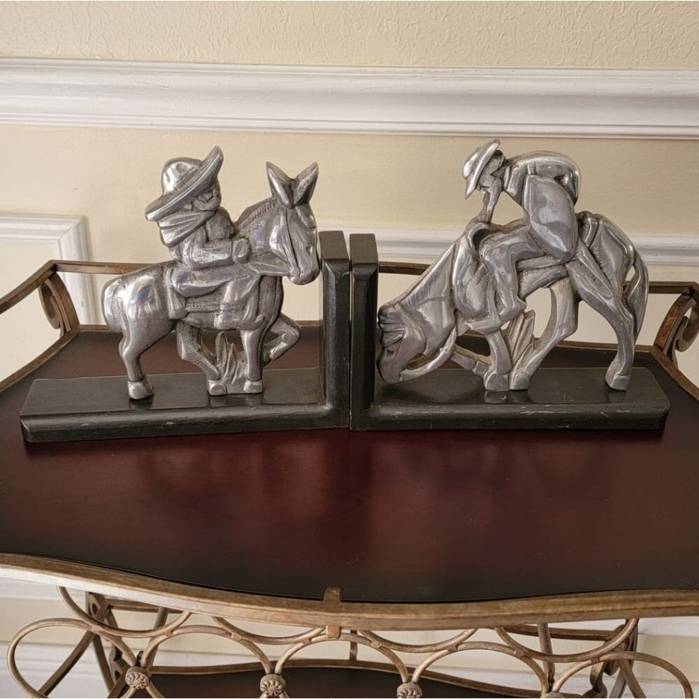Silver Pewder wood Don Quijote Book End Set *